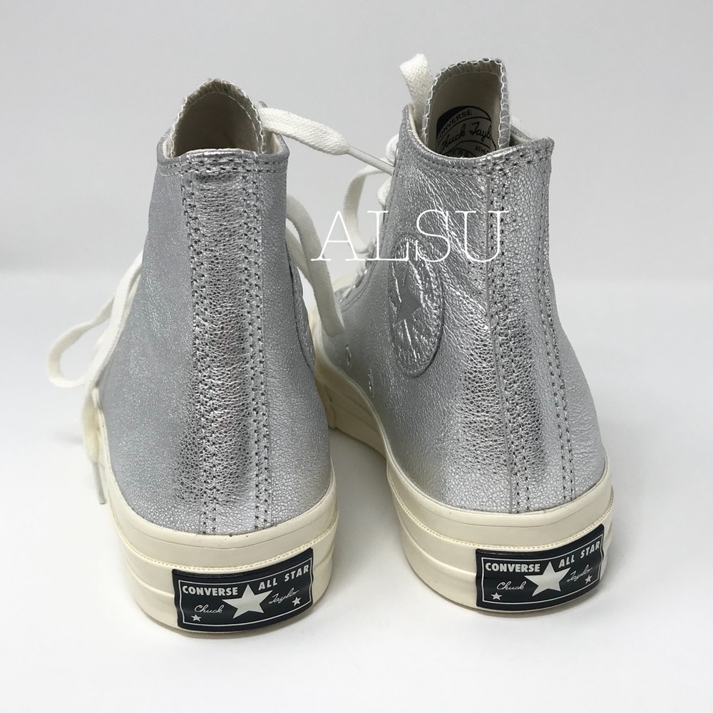 Converse Chuck 70 Leather HI Silver W AUTHENTIC - Picture 4 of 7